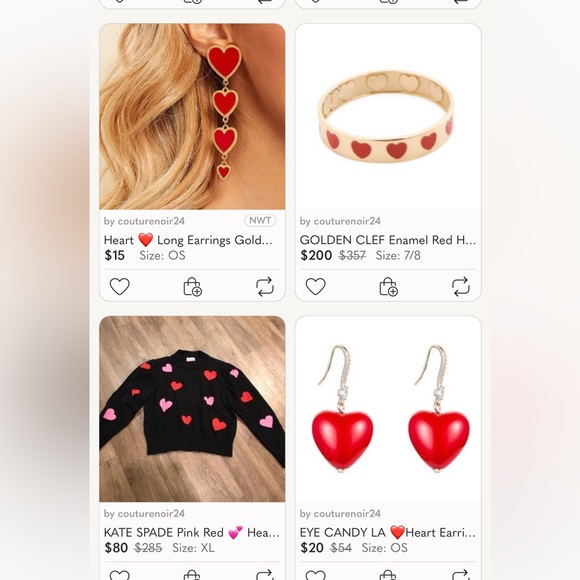 EYE CANDY LA ❤️Heart Earrings NORDSTROM Cubic Zirconia Valentines Day - Picture 2 of 2